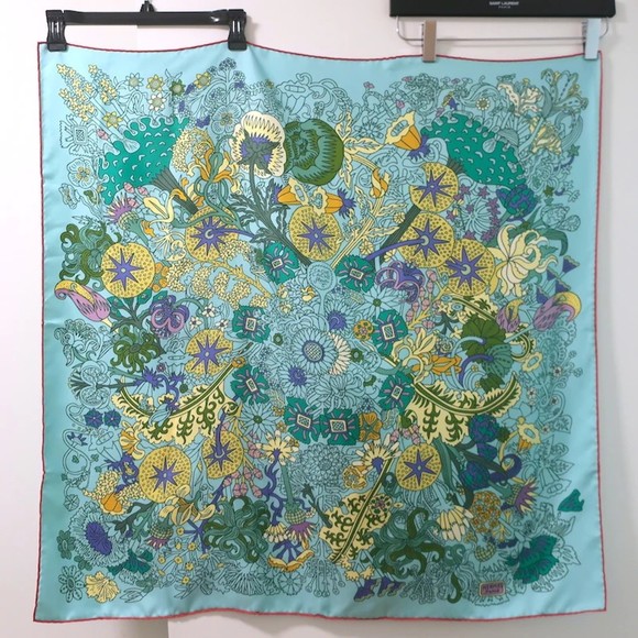 Hermes Accessories - Hermes Cache Cache Fleuri by Pierre Marie 90cm Scarf Blue Floral Print Silk